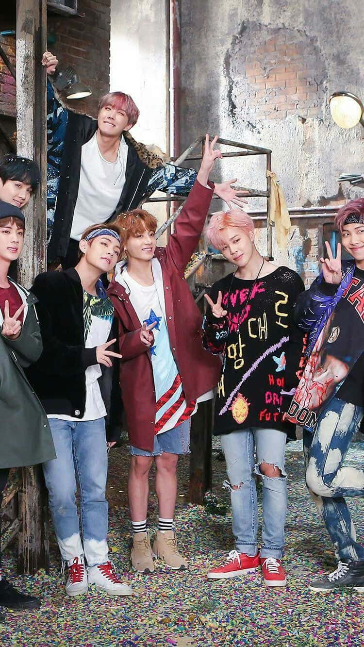 Bts Photoshoot Doing Peace Signs Background