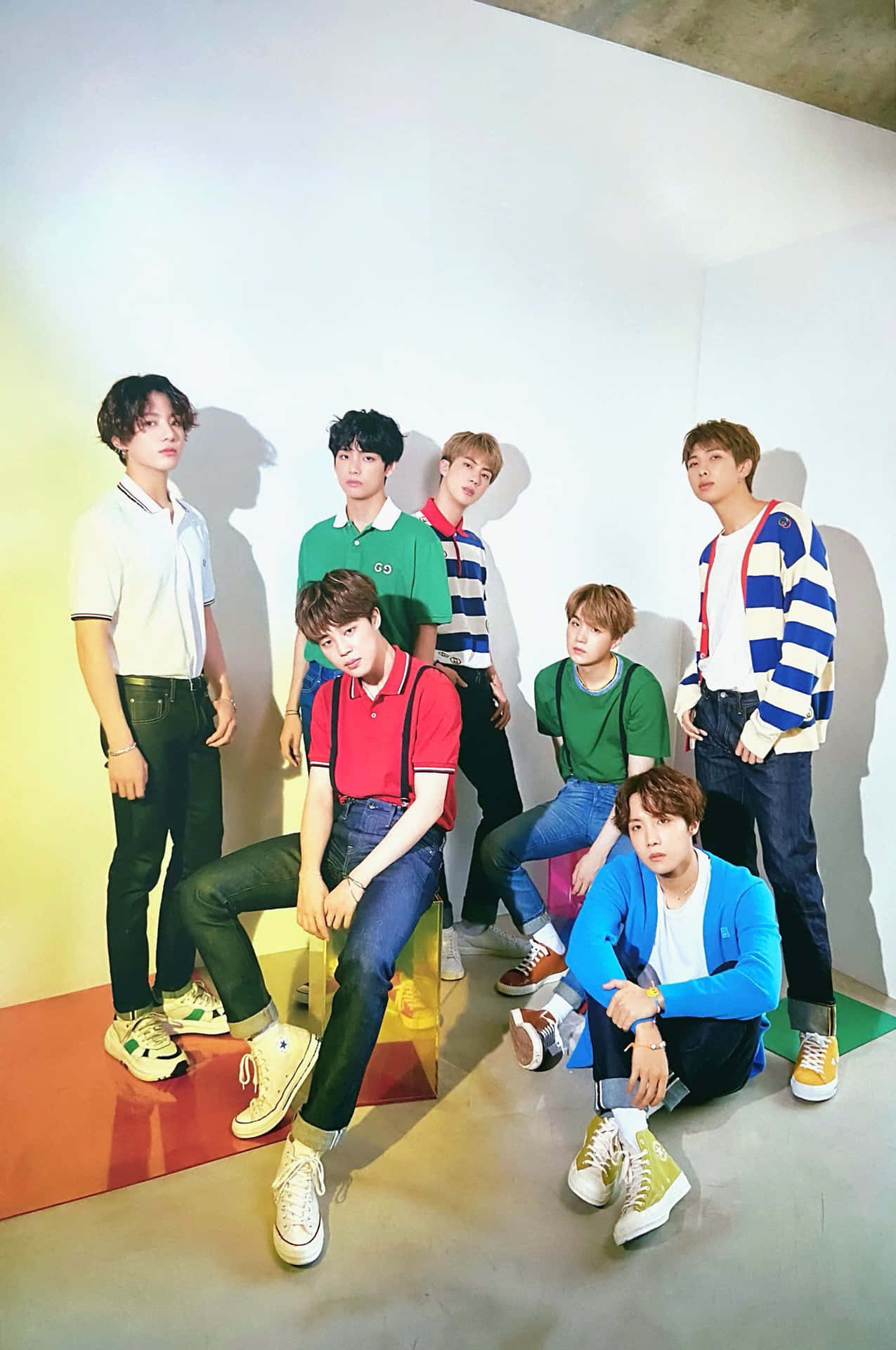 Bts Photoshoot In Casual Outfits Background