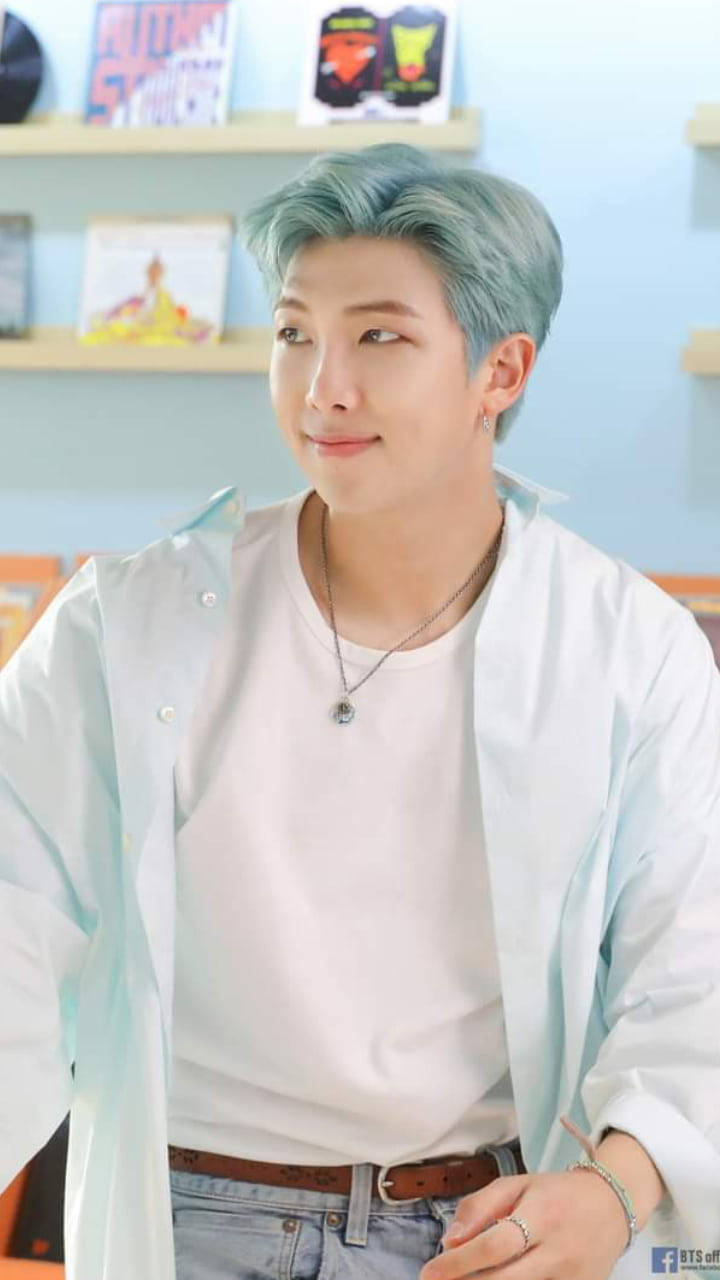 Bts Rm Cute Blue Hair Background