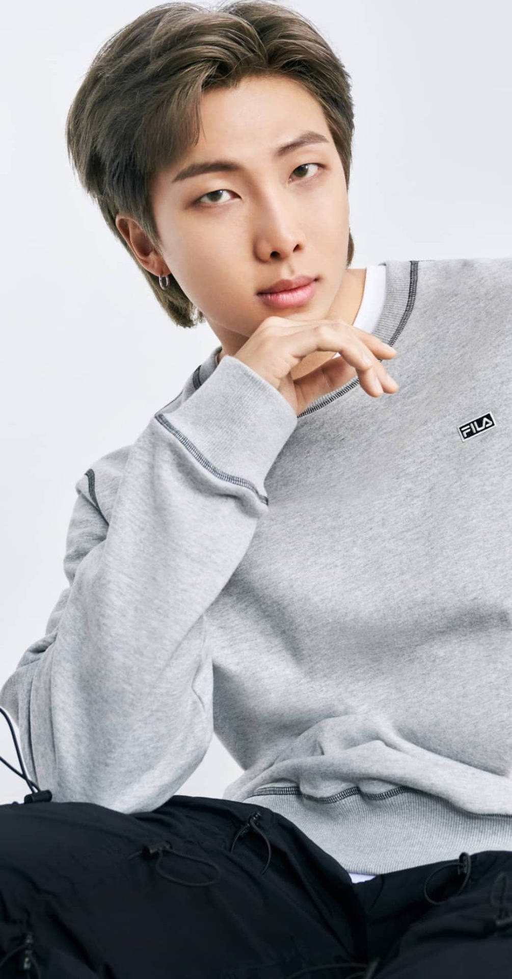 Bts Rm Cute Gray Sweatshirt Background