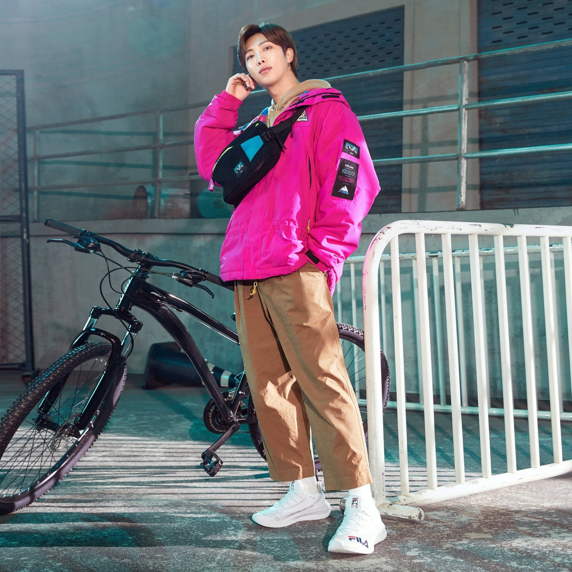 Bts Rm Cute Pink Jacket Background