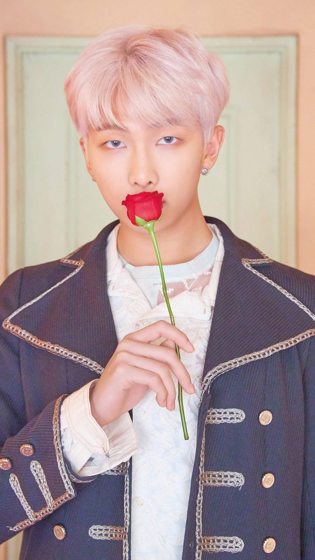 Bts Rm Cute Red Rose Background