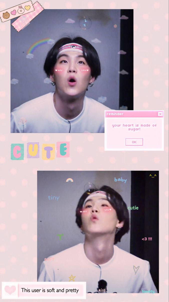 Bts Suga Cute Blowing Bubbles Background