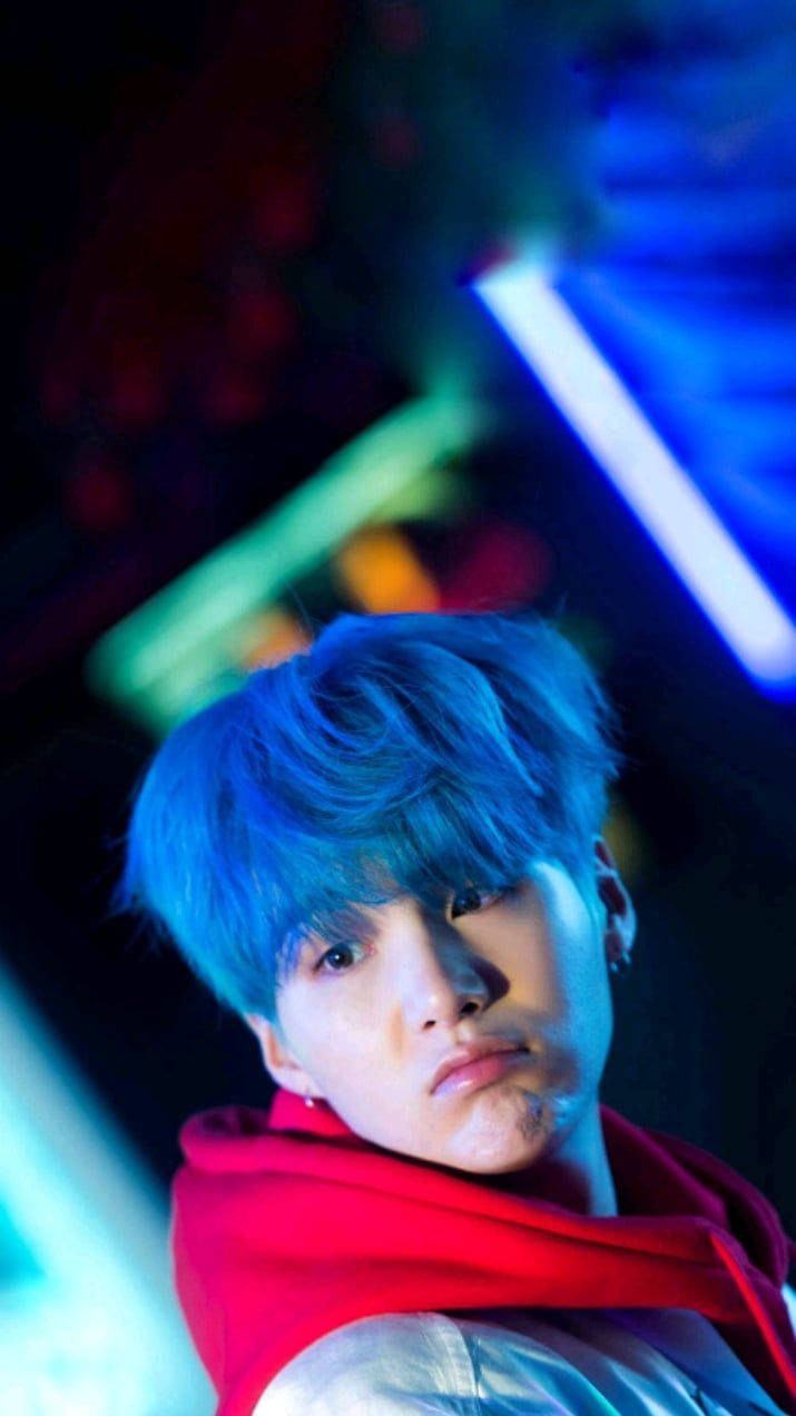Bts Suga Cute Blue Hair Background