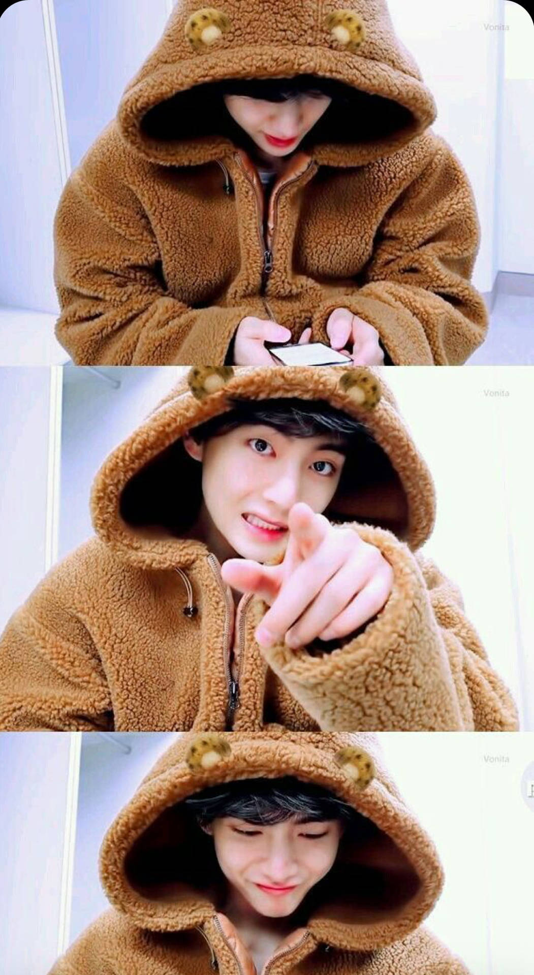 Bts Tae Hyung Bear Hoodie Background