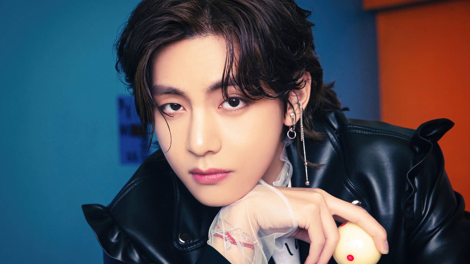 Bts Tae Hyung Leather Jacket Background