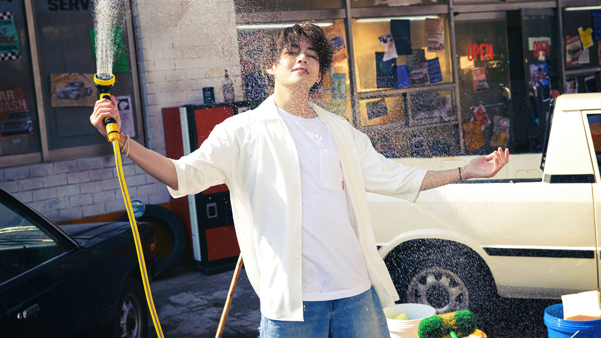 Bts Taehyung Car Wash Background