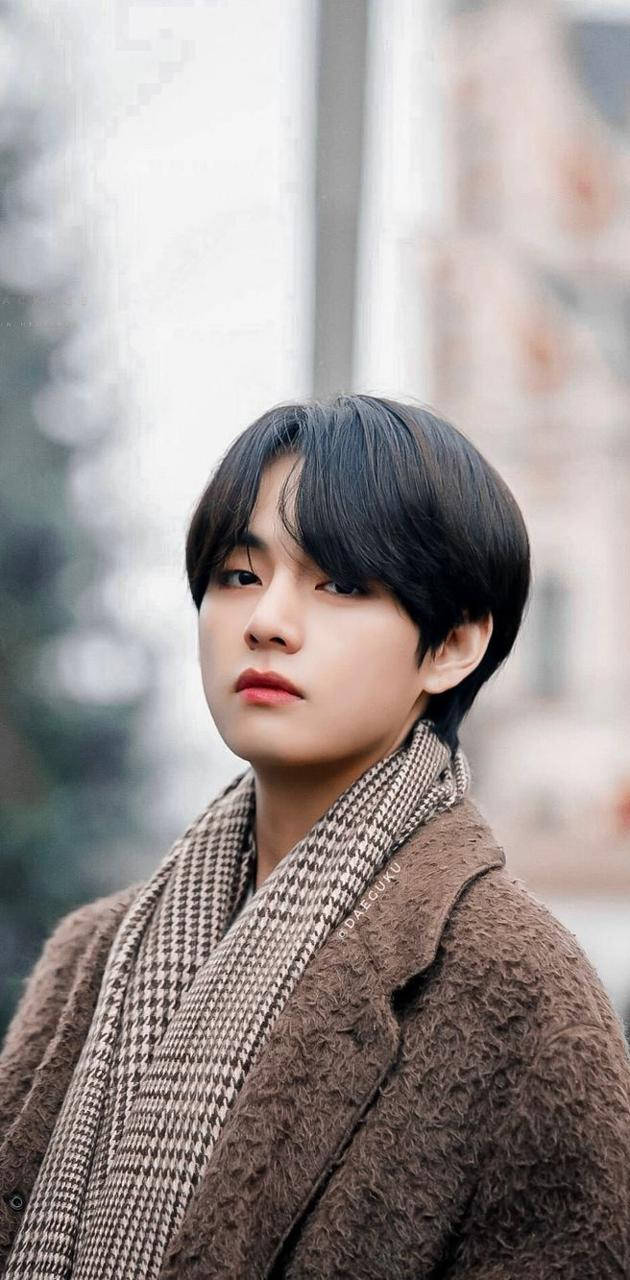 Bts V Brown Winter Outfit Background