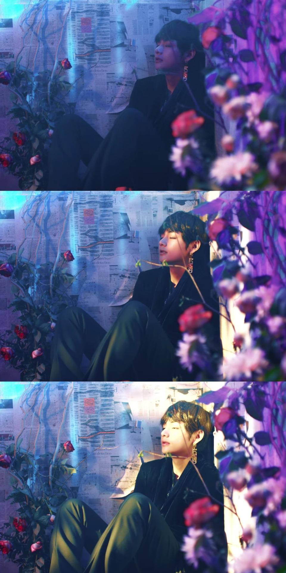 Bts V Floral Wall Aesthetic Background