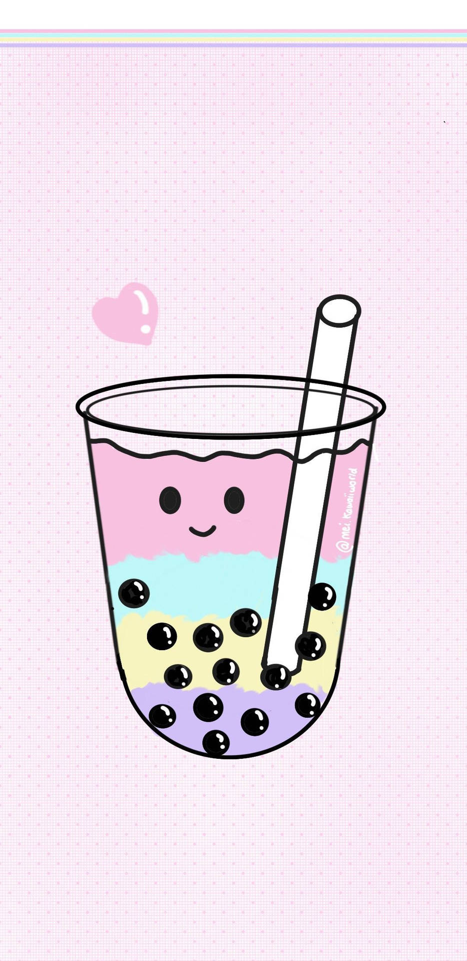 Bubble Tea Cute Pastel Pink Background