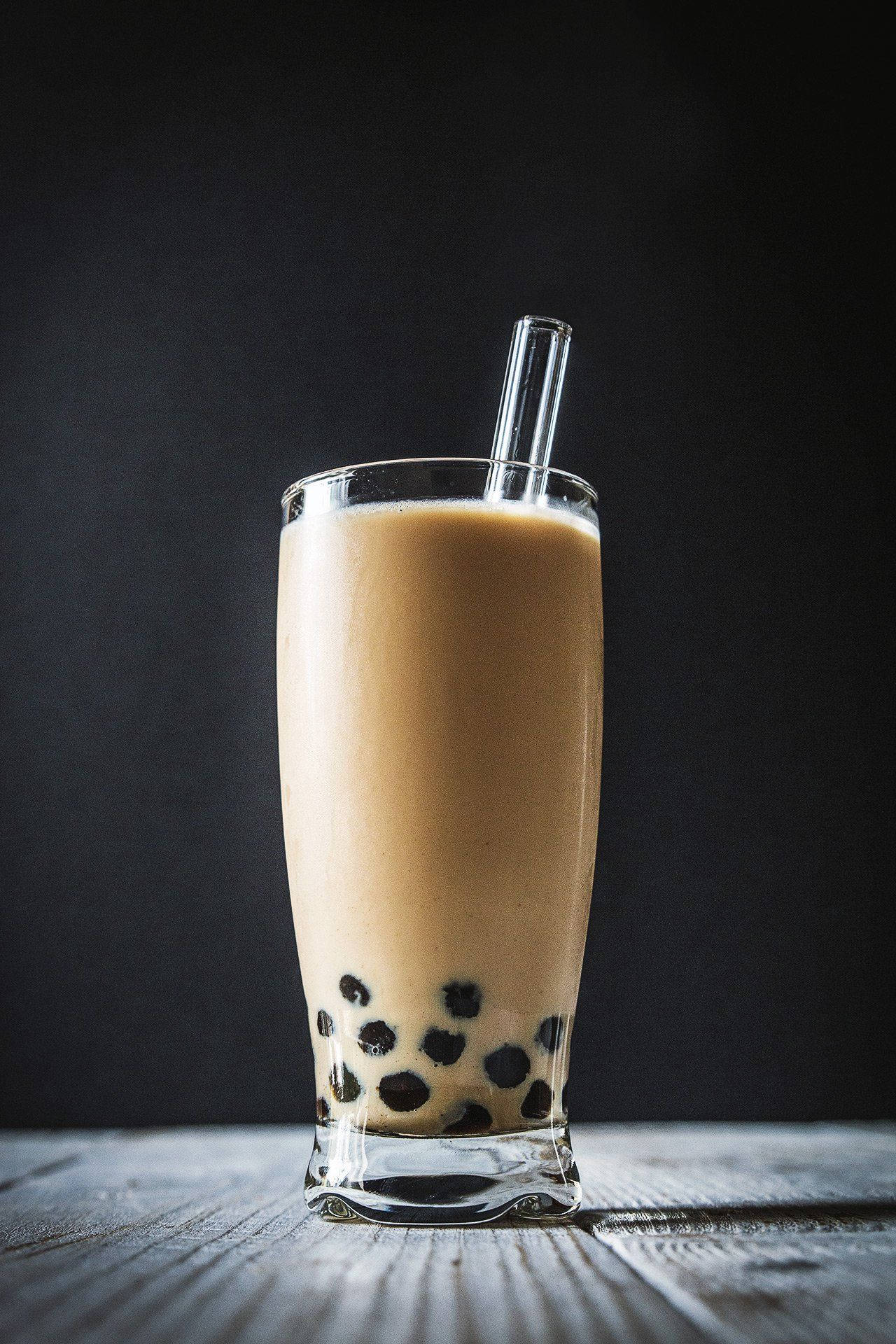 Bubble Tea In Clear Glass Background