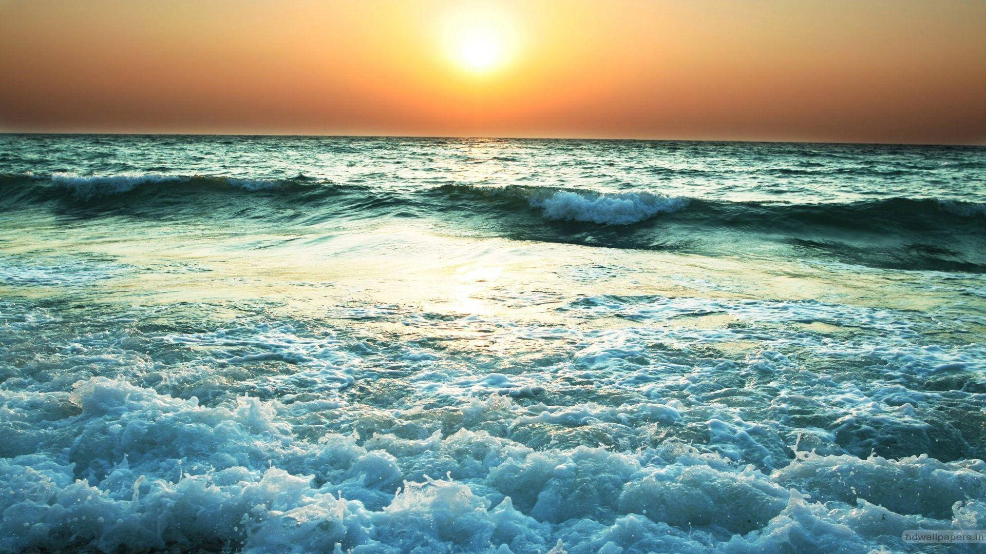 Bubble Waves Ocean Sunset