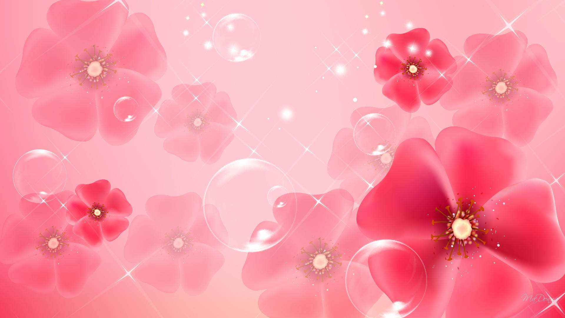 Bubbles And Flowers Background