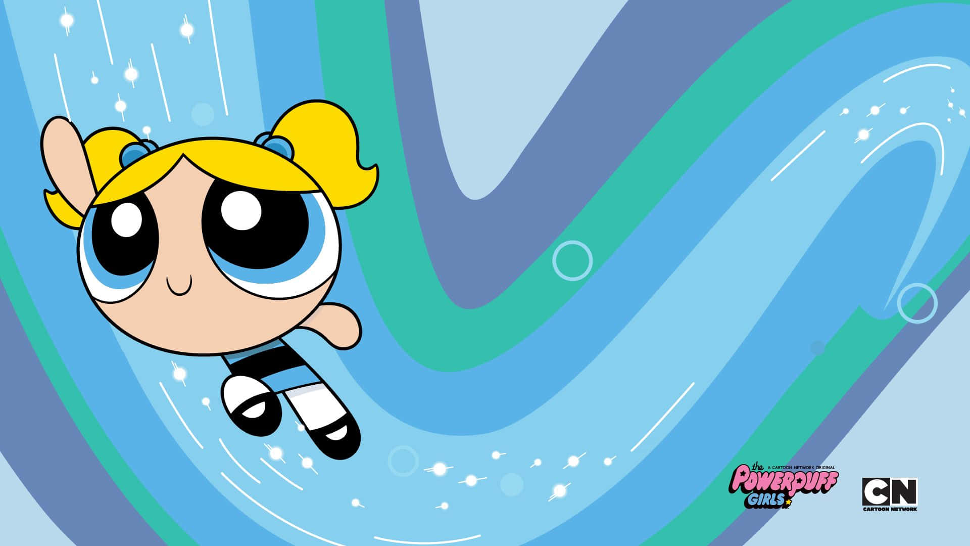 Bubbles, One Of The Powerpuff Girls And Part Of The Trio Created To Save Cities From Evil Background