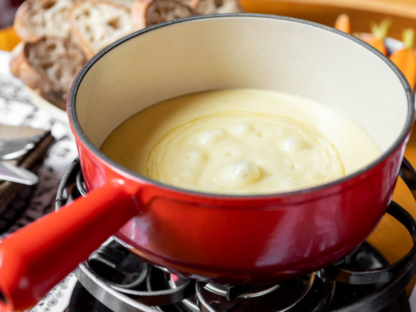 Bubbling Cheese Fondue Background