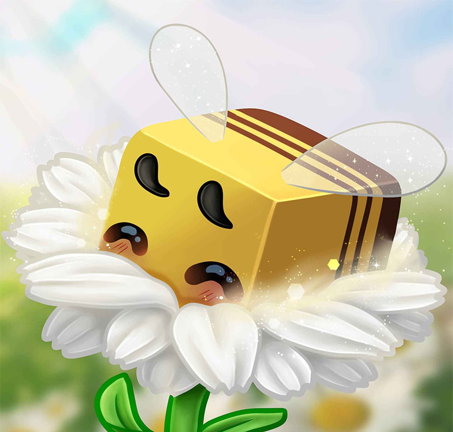 Bubbly Minecraft Bee Background