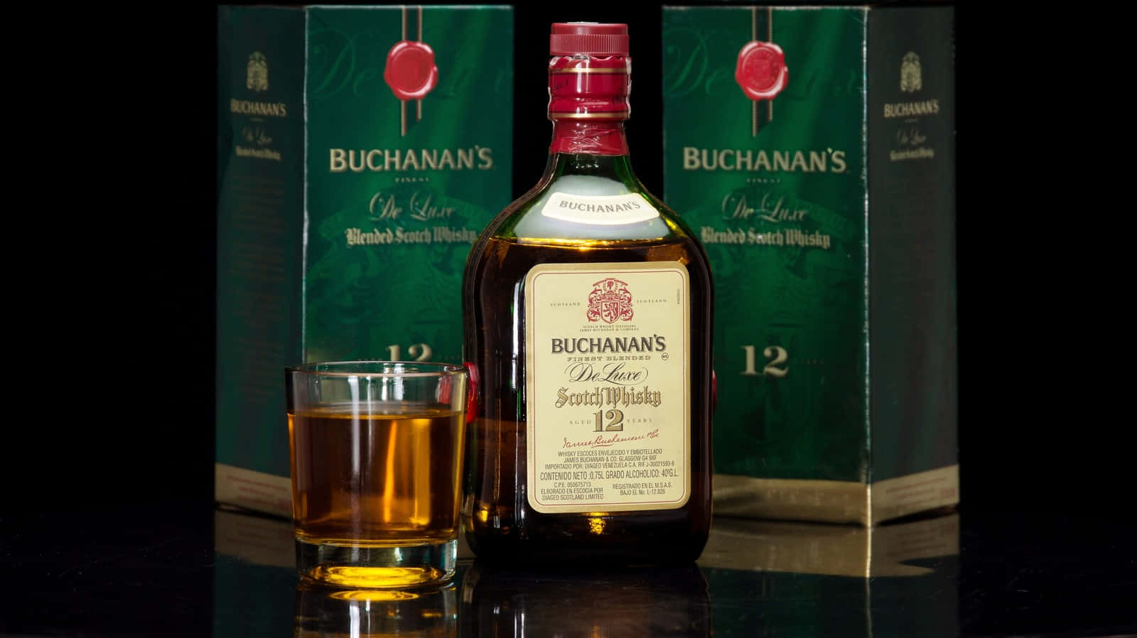 Buchanan's 12-year-old Deluxe Whiskey With Boxes Background