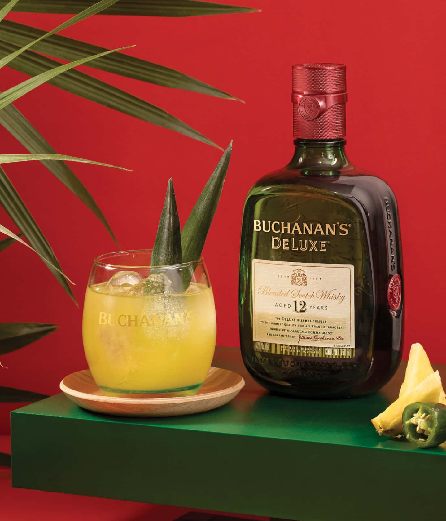 Buchanan's Deluxe Spicy Piña Cocktail Showcased Background