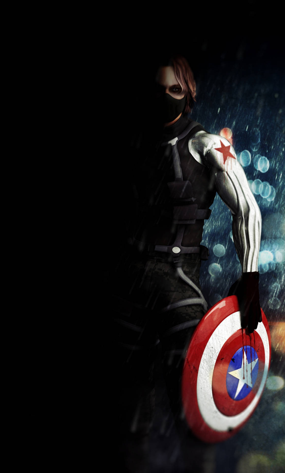Bucky Barnes Holding A Shield Background