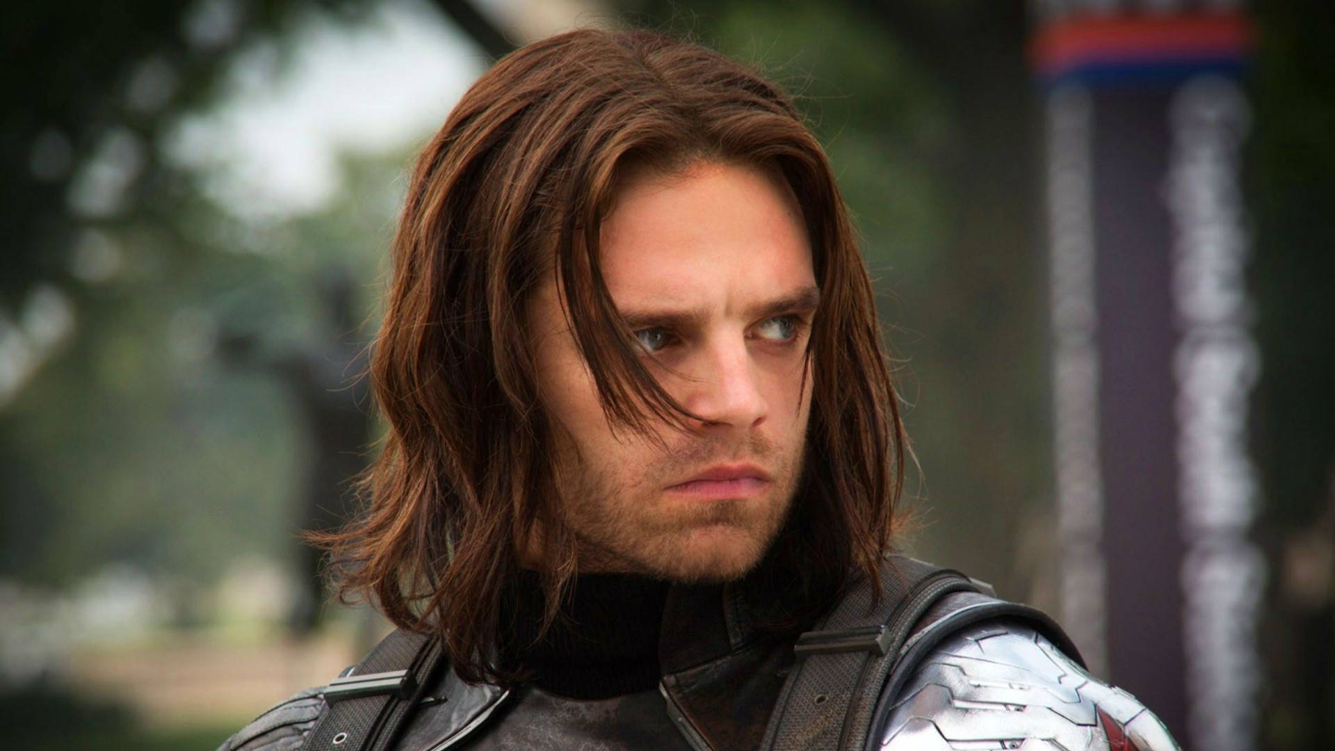 Bucky Barnes Looking To His Left Background