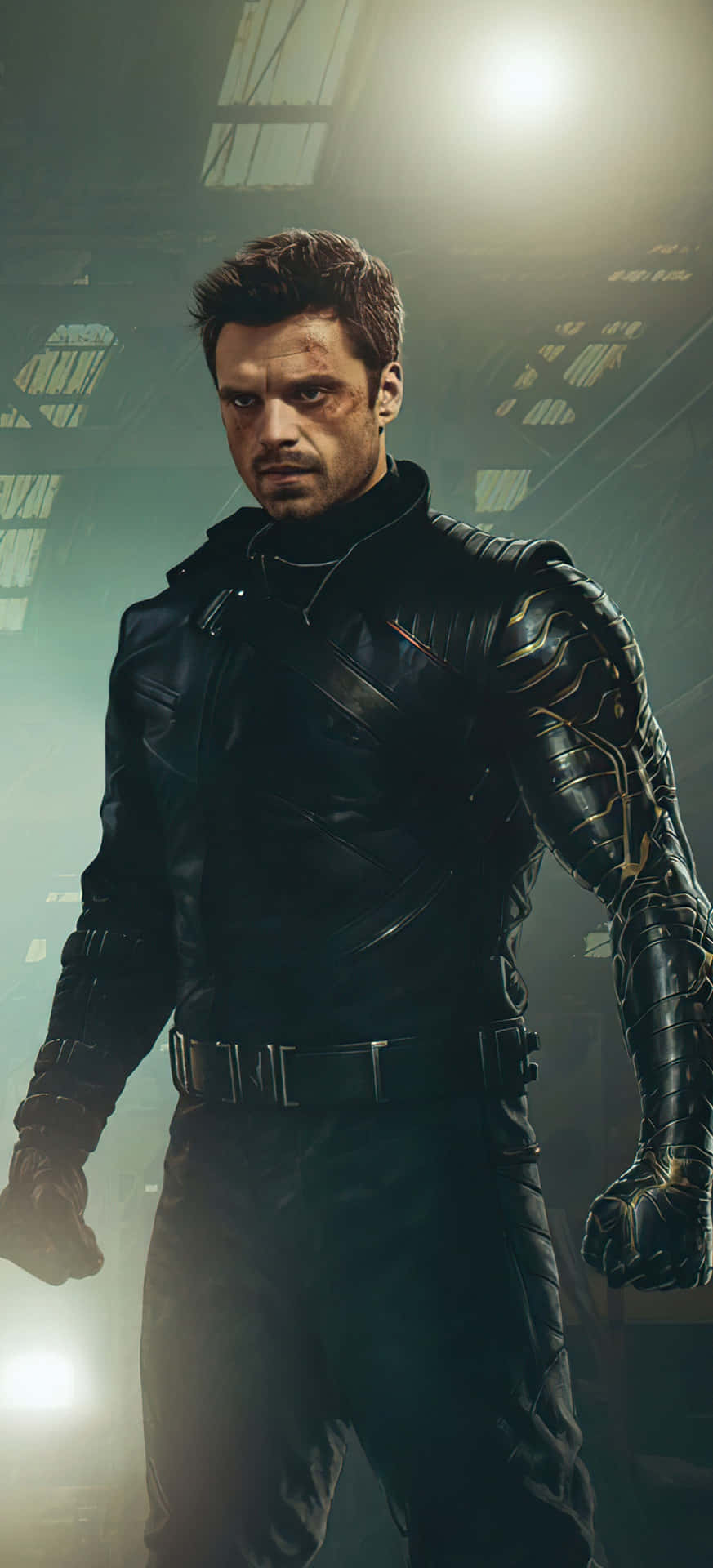 Bucky Barnes Stands Amongst The Iconic Icons Of His Peers, Displayed In A Stylish Iphone Wallpaper. Background