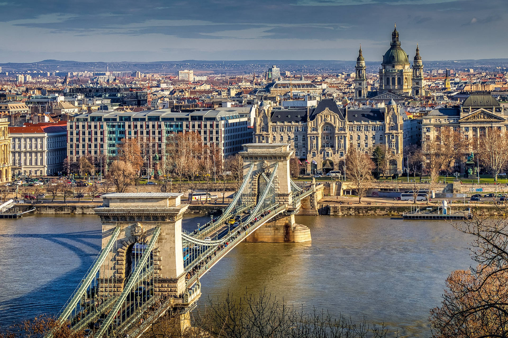 Budapest Szechenyi Chain Bridge At Night