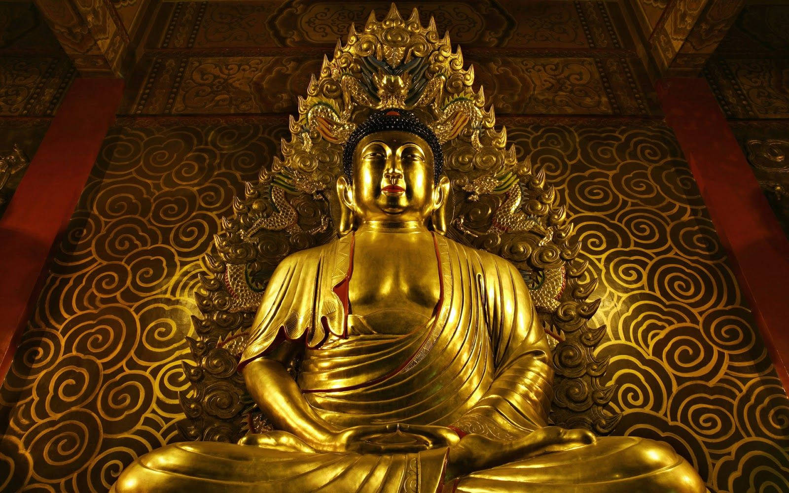 Buddha 3d Giant Golden Statue Background