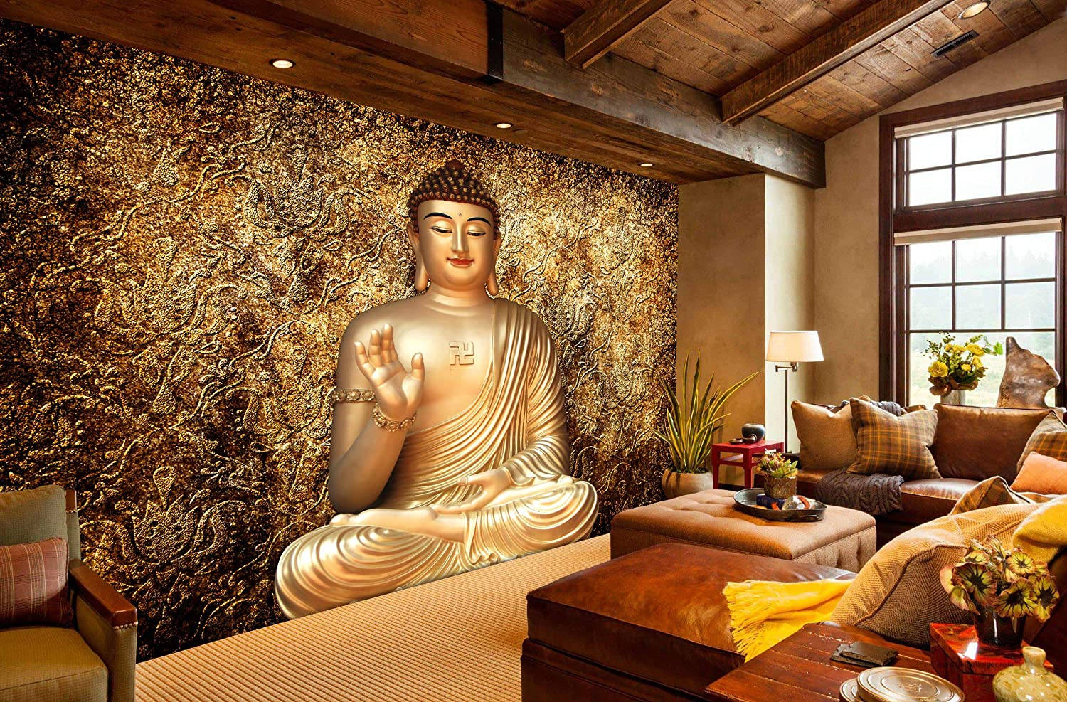 Buddha 3d Living Room Statue Background