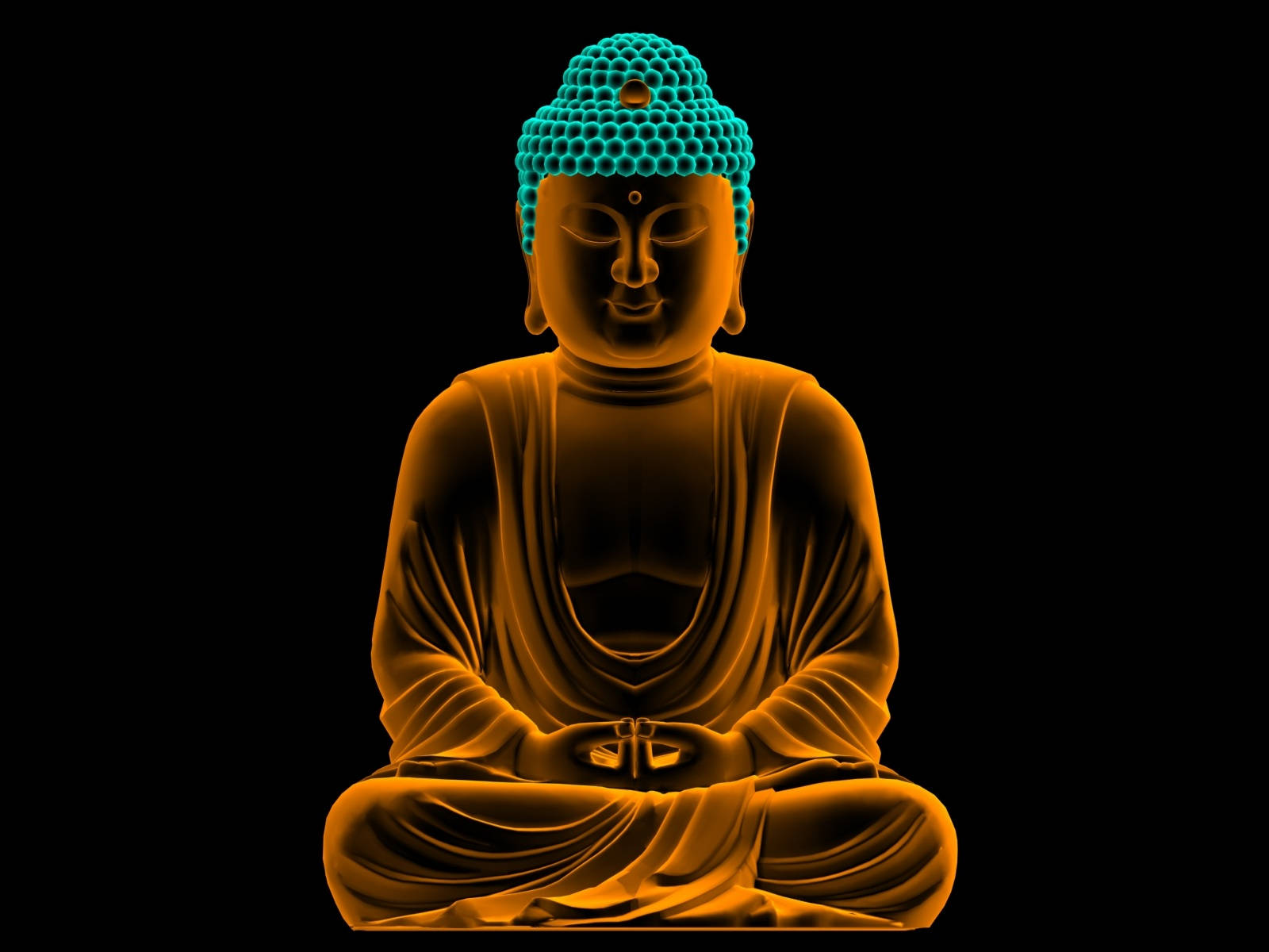 Buddha 3d Luminous Orange Statue Background