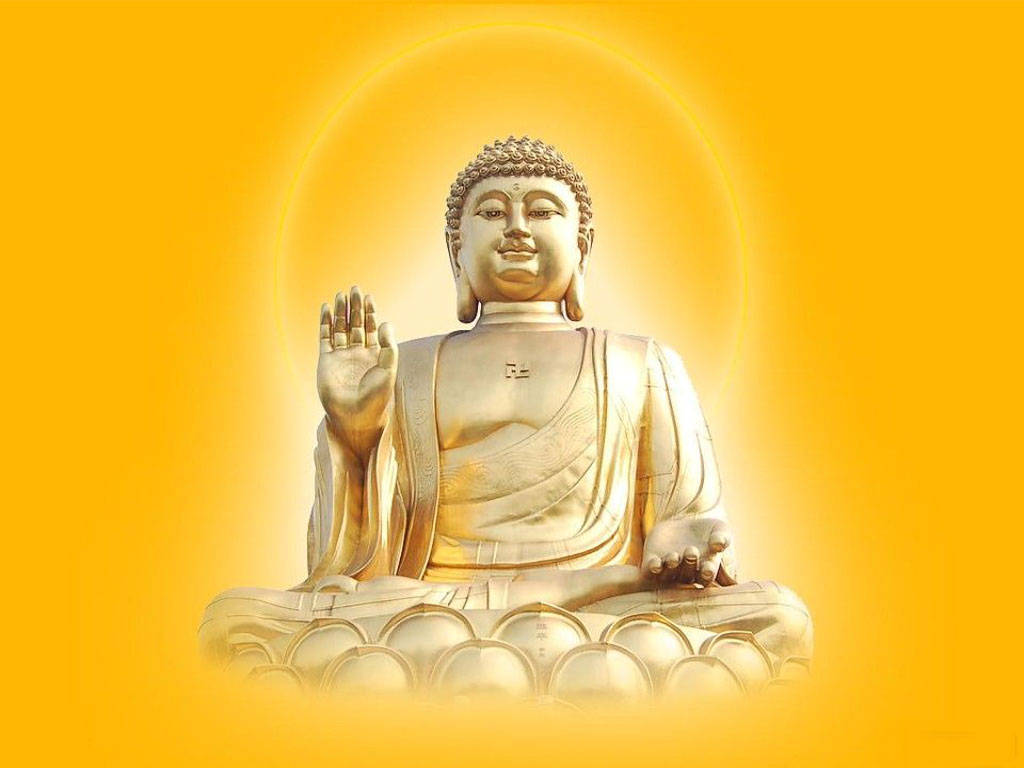 Buddha 3d Luxurious Gold Statue Background