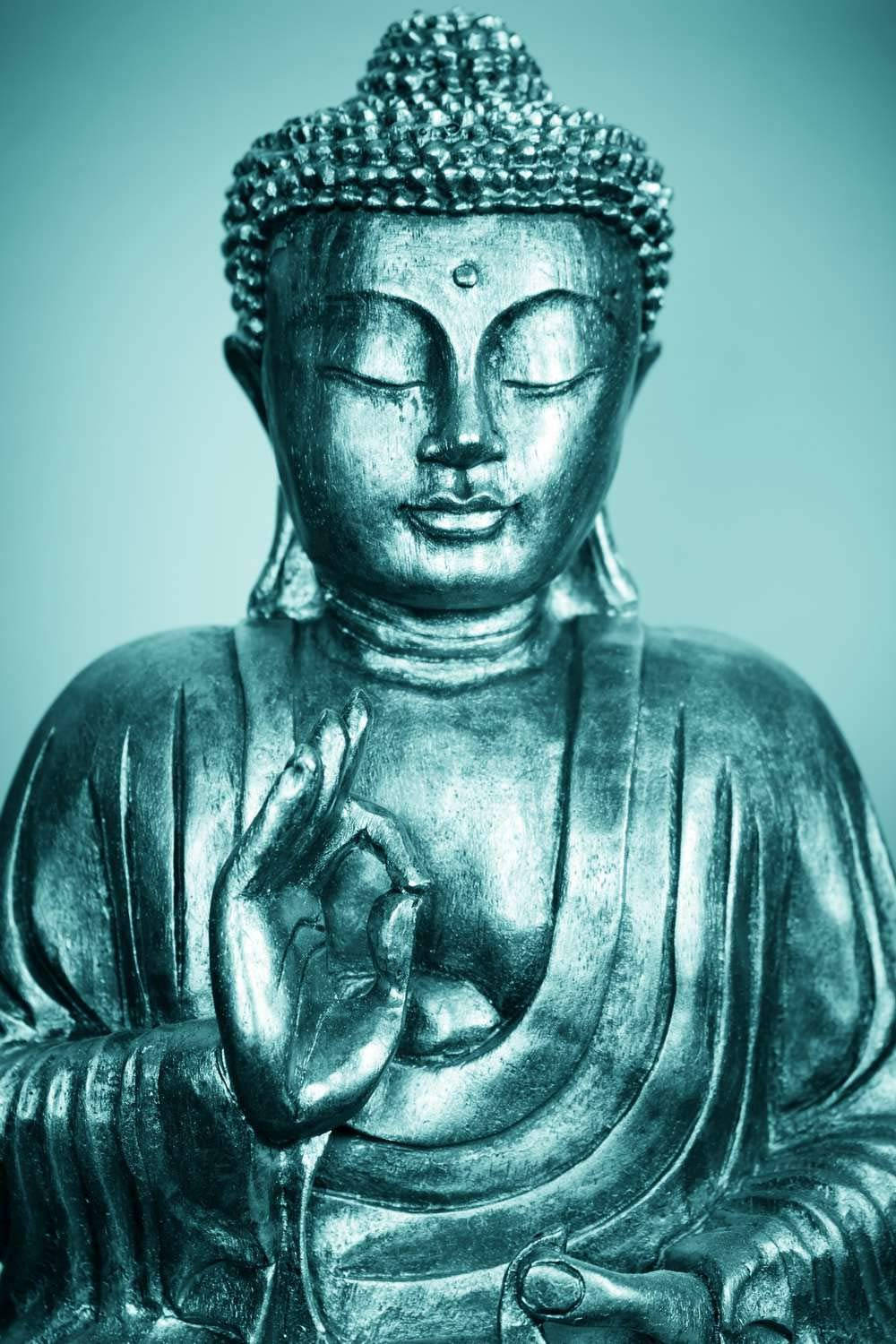 Buddha 3d Metallic Blue Statue Background