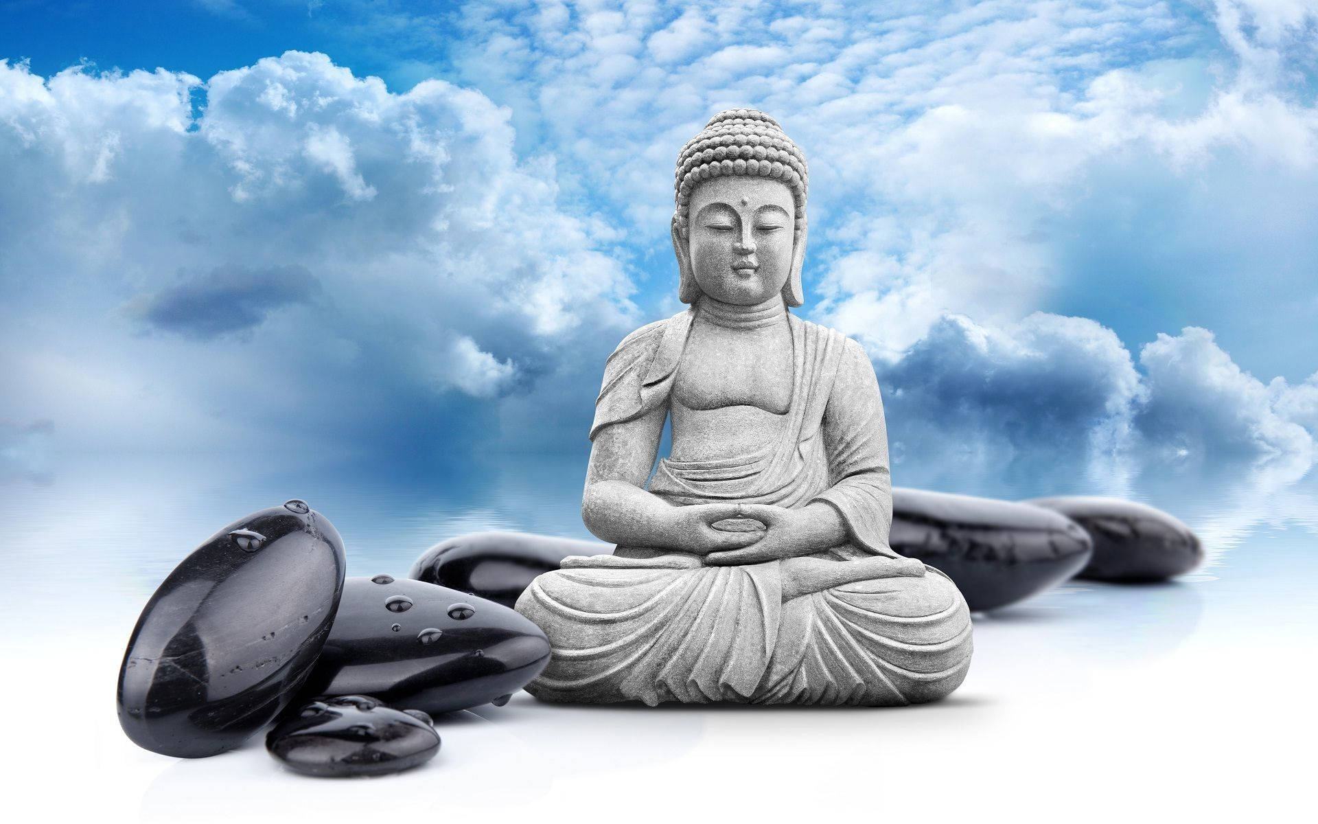 Buddha 3d On Clouds Background