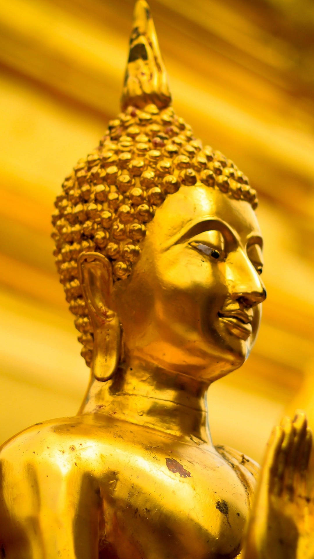Buddha 3d Shiny Golden Statue Background