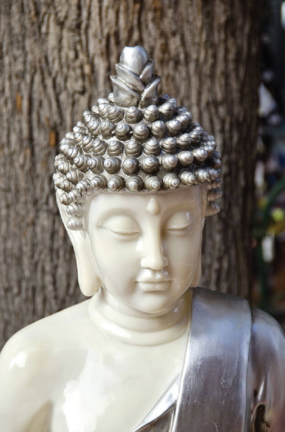 Buddha 3d White Porcelain Figurine Background