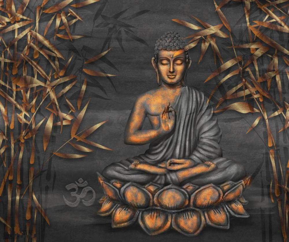 Buddha 3d With Bamboo Trees Background