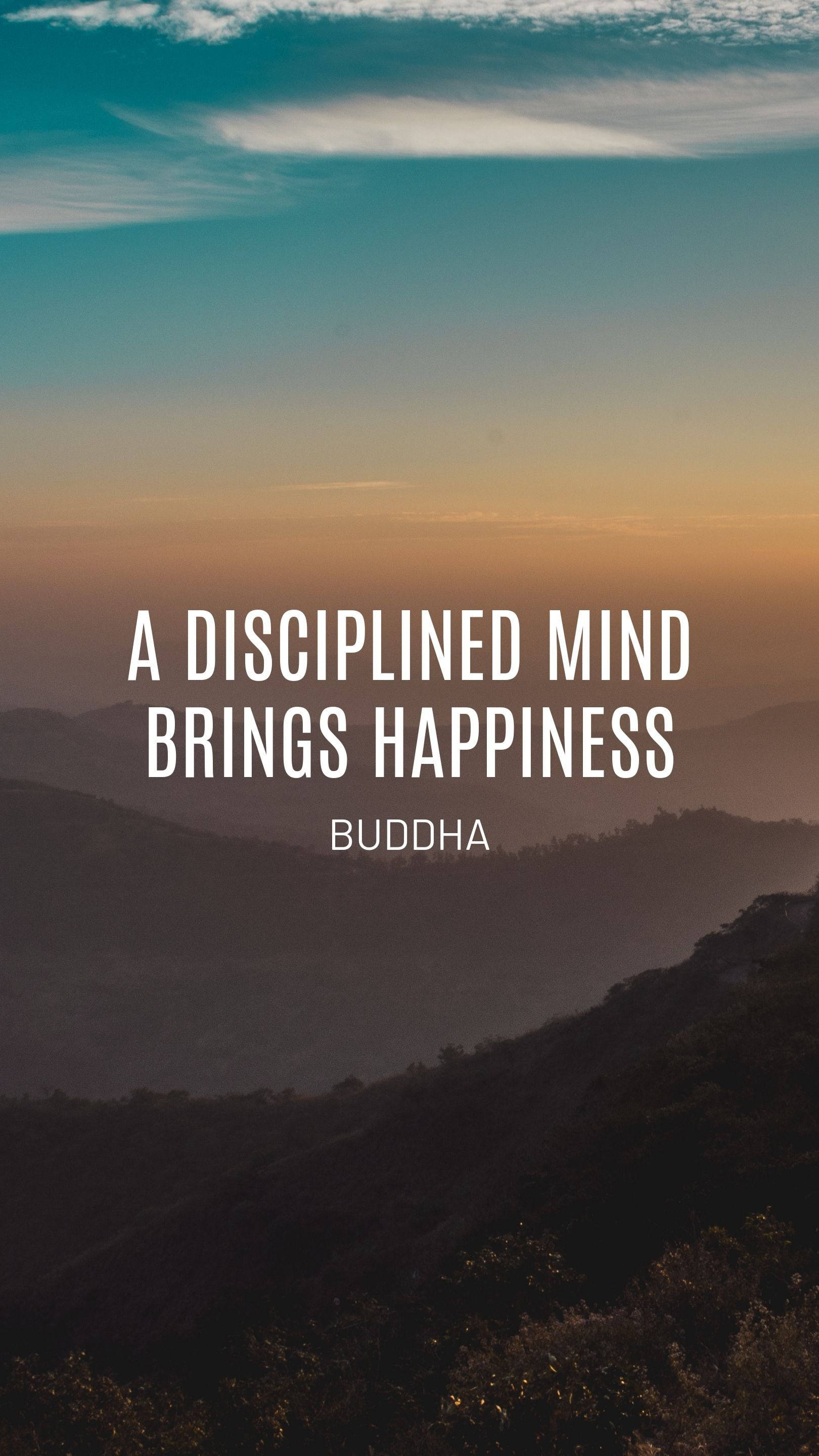 Buddha Quotes Disciplined Mind Background