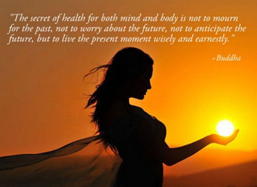 Buddha Quotes Woman Sunset Background