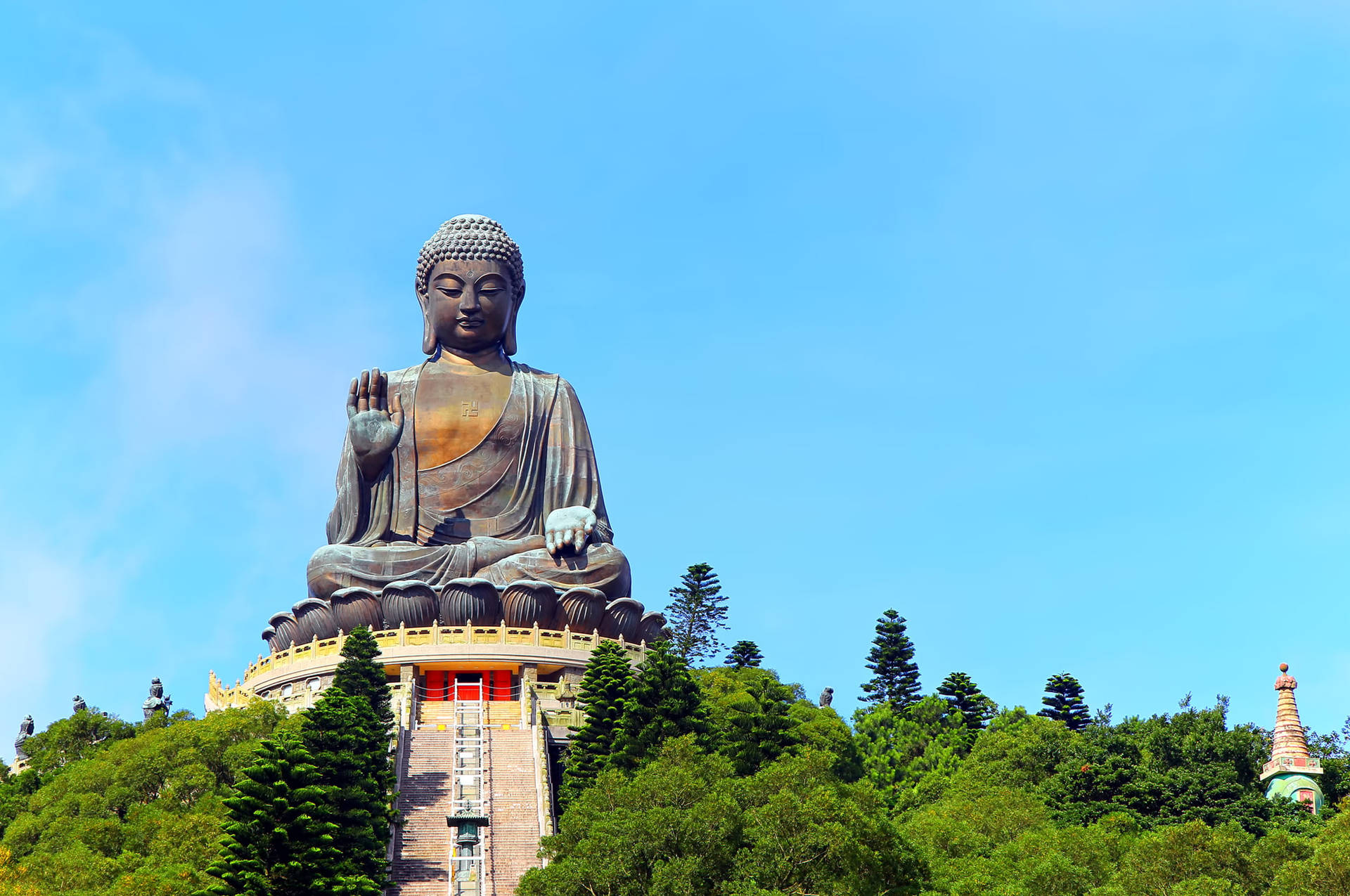 Buddha Statue Clear Sky Background