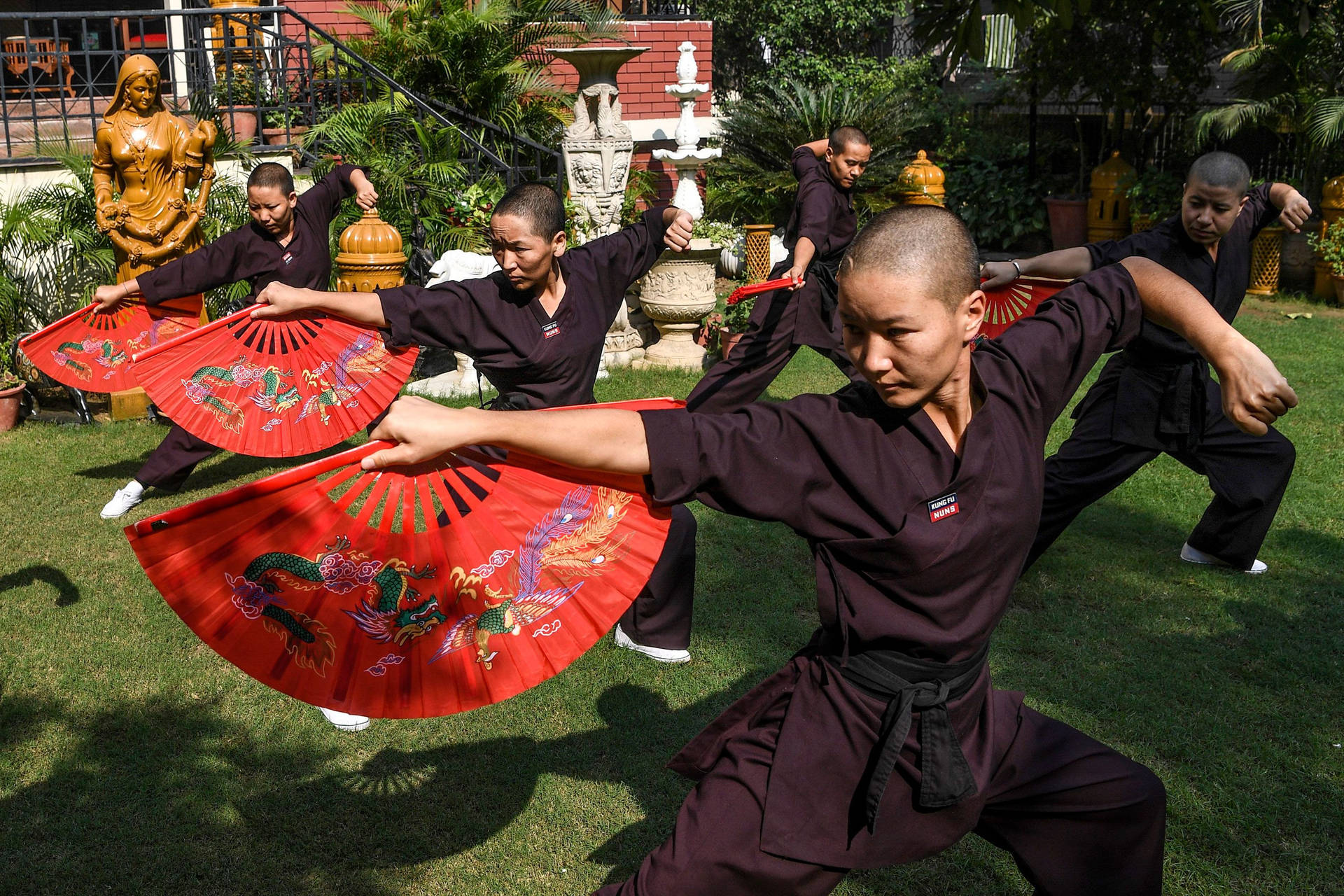 Buddhist Nuns Kung Fu Moves In New Delhi Background