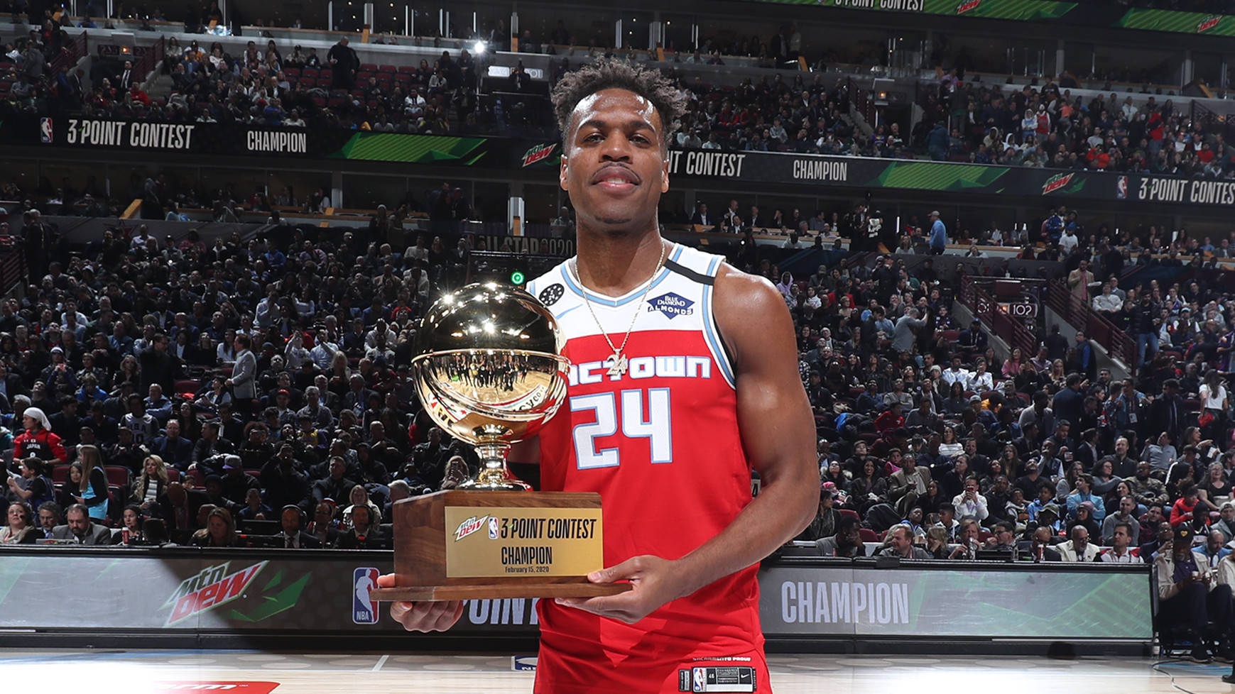 Buddy Hield With 3-point Champion Trophy Background
