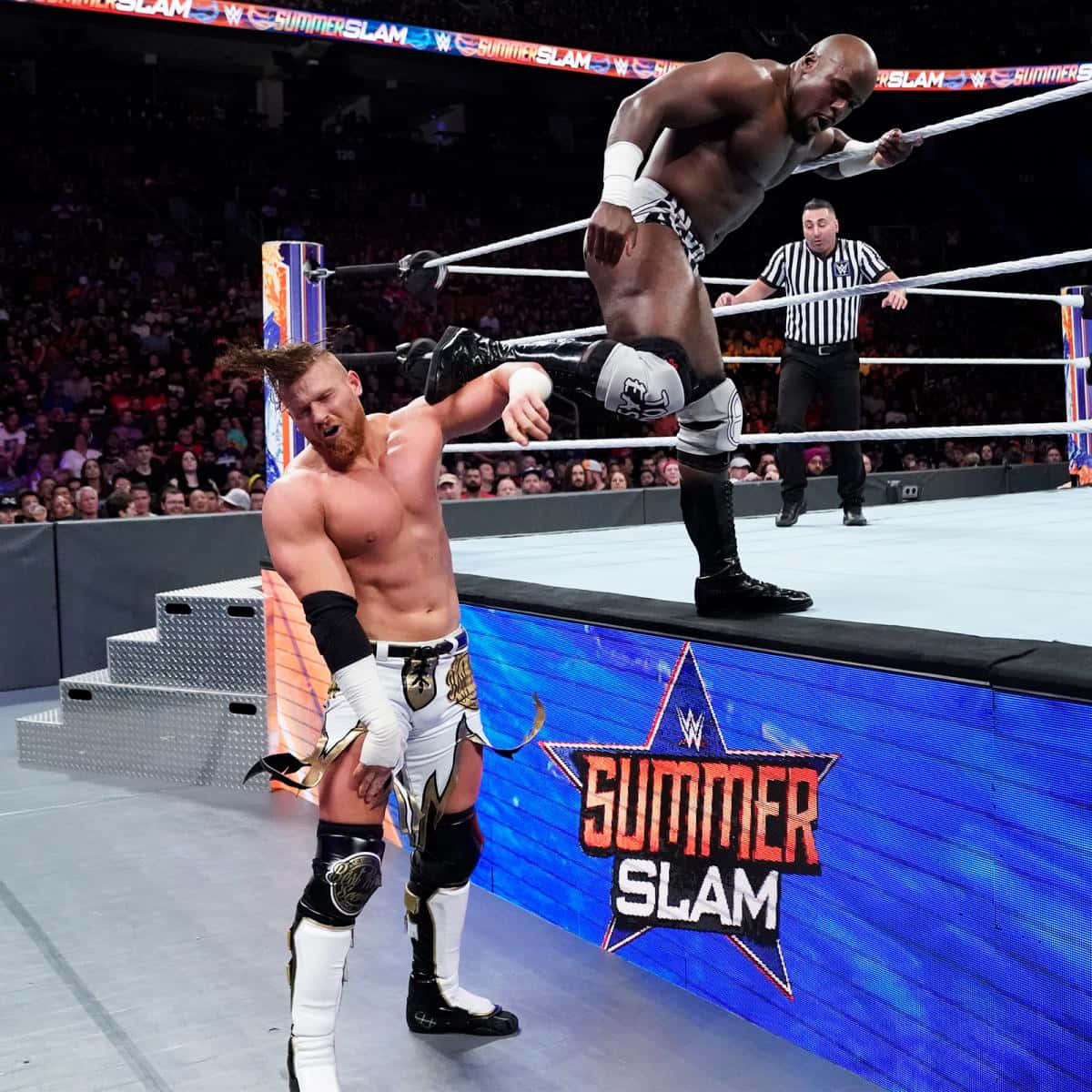 Buddy Murphy Vs. Apollo Crews Wwe Summerslam Background