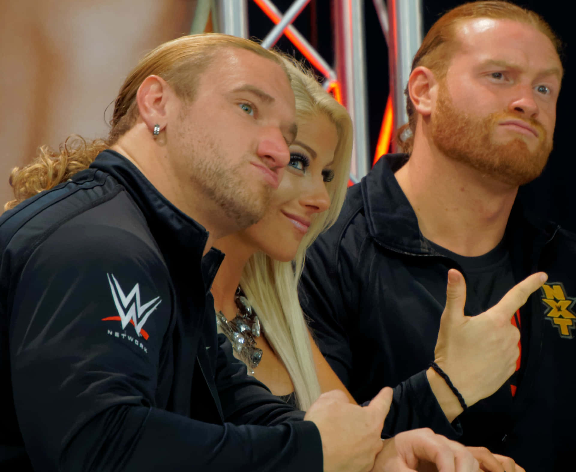 Buddy Murphy With Wesley Blake And Alexa Bliss Background