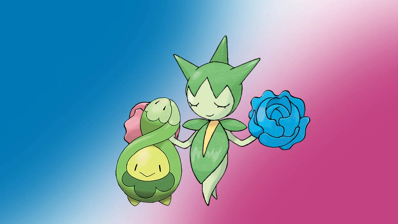 Budew And Roselia In Gradient Background Background