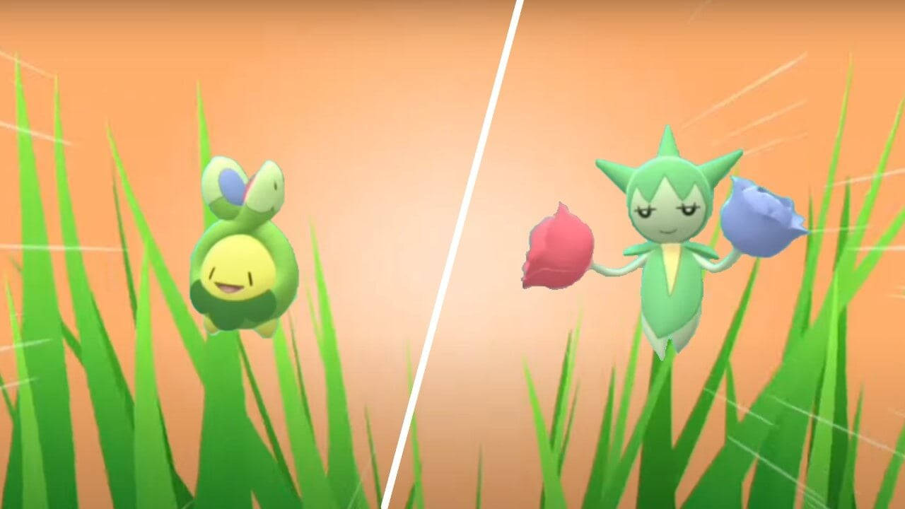 Budew And Roserade In Orange Background Background