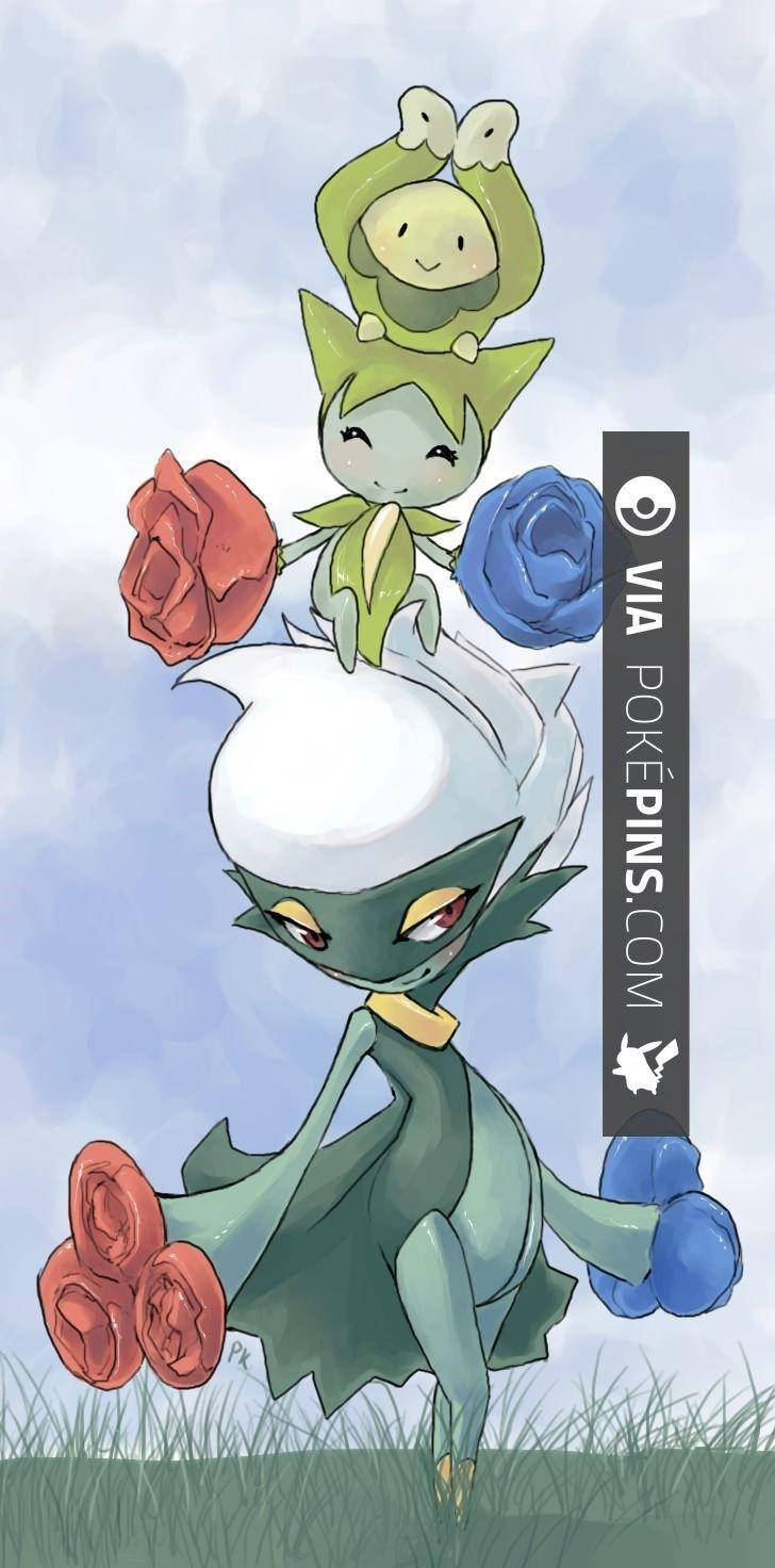 Budew On Top Of Roselia And Roserade