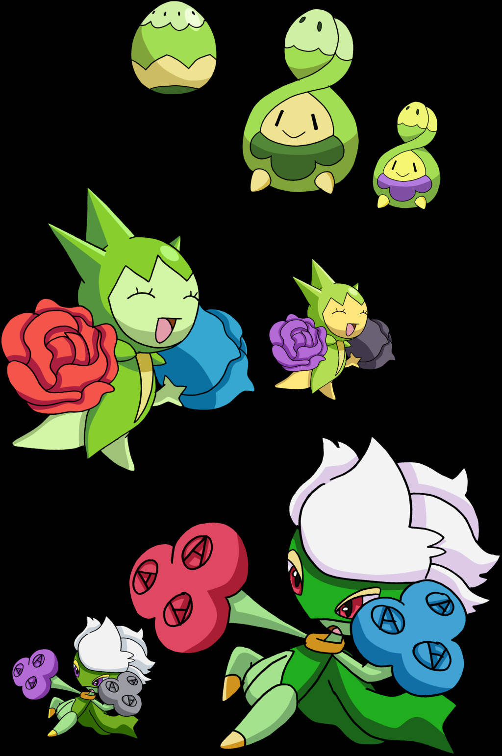 Budew, Roselia And Roserade Background