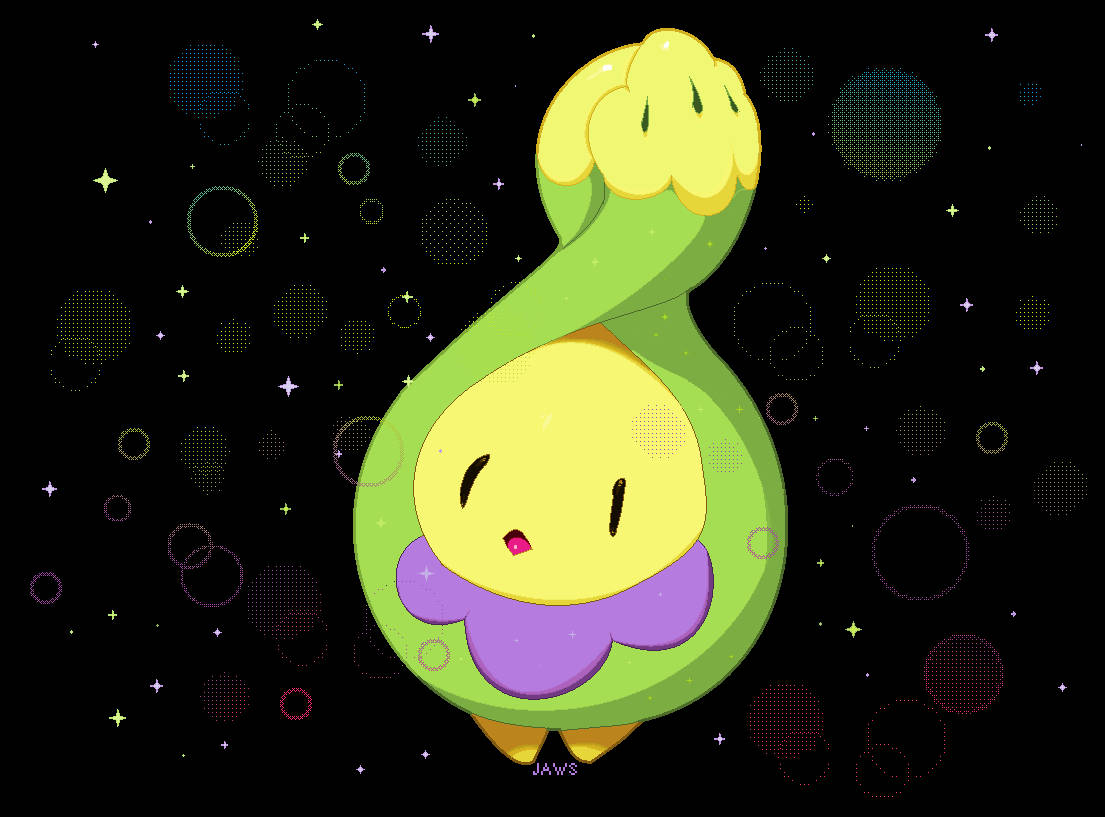 Budew With Pastel Circle Shapes Background