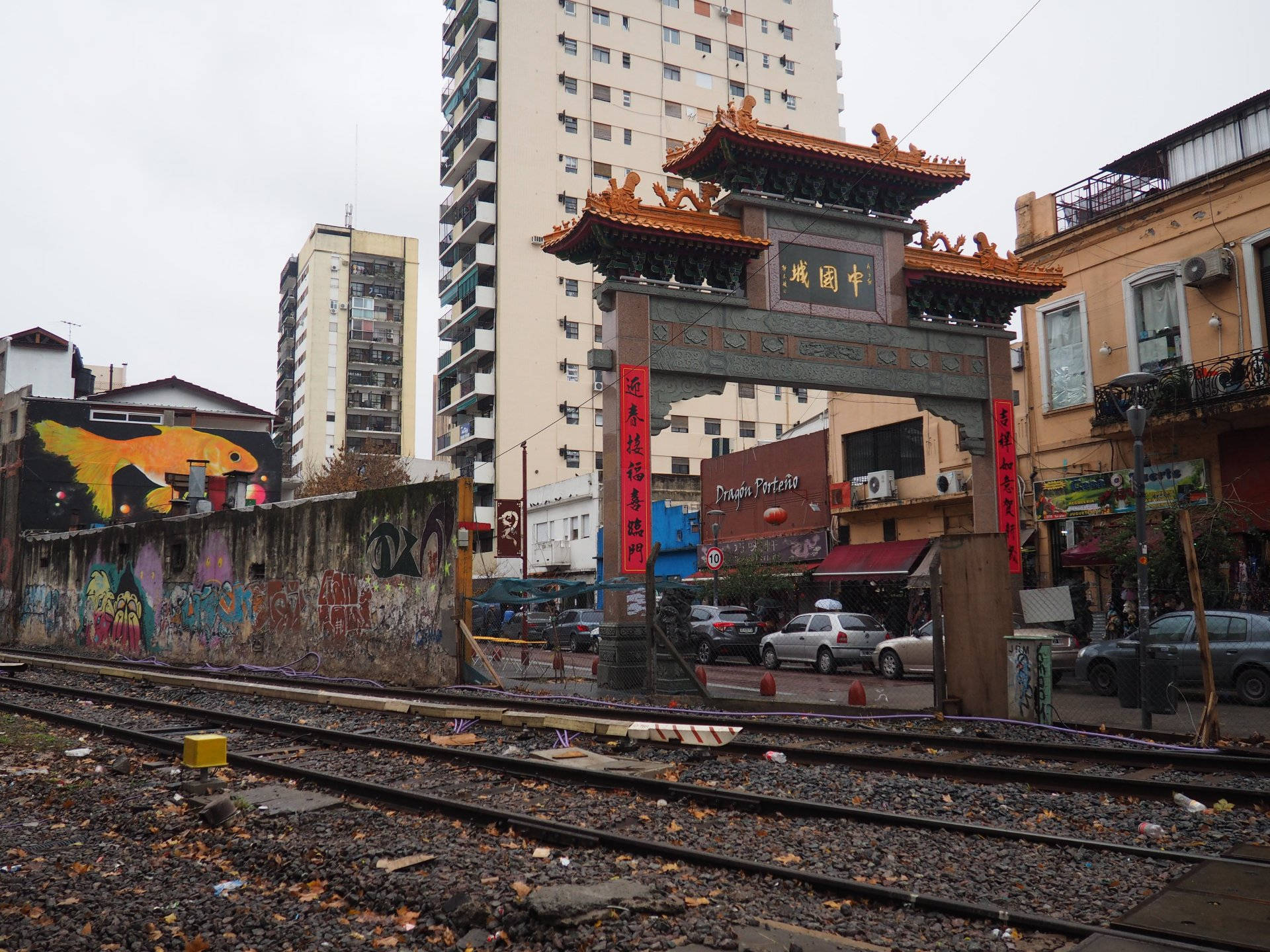 Buenos Aires Chinatown Beside Railways Background