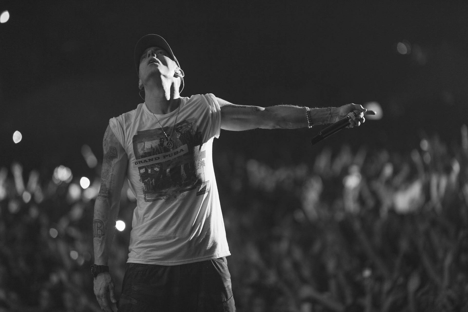 Buff Eminem In White T-shirt Background