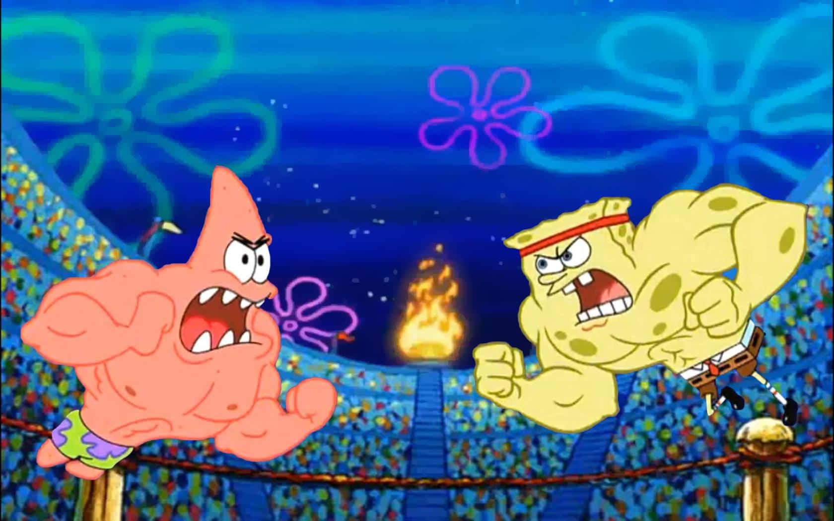 Buff Patrick And Aesthetic Spongebob Desktop Background